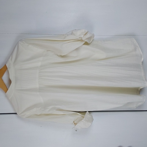 J Jill Womens Cream Stretchy Cotton Top Roll Tab Sleeves Minimalist Sz.L - Picture 5 of 8